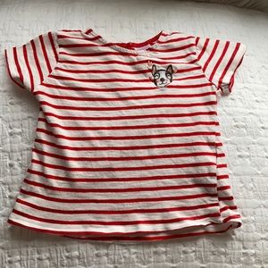 Zara Baby Girl Red & White stripe with dog appliqué.
